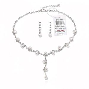 Pearl Drop &amp; Crystal Necklace Earring Set