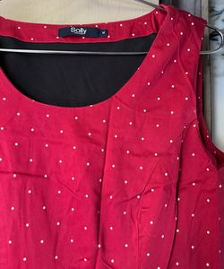 Allen Solly Red Polka Dot Casual Dress
