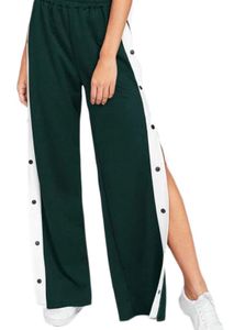 Side Button Wide Leg Pants