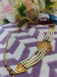 Pearl and Gold Tone Adjustable Necklace