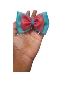 Offer New Center Bow Clip Seablue And Pink Color
