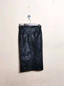 Black Button-Front Skirt