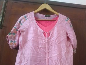Pink Embroidered Kurta Set