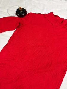 Korean Red Mock Neck Top