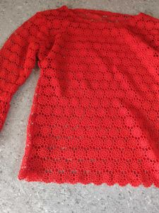 Red Flower Detail Top