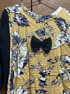 Womens Xxl Top With Net Sleeves Bow And Lining