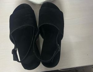 Black Suede Wedge Heels