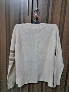 AND Cream Knit Cardigan w/ Stripe Detail
