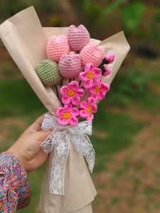 Crochet Tulip And Forget Me Not Bouquet 💐