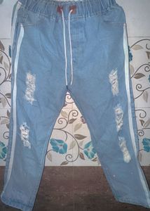 Distressed Denim Joggers