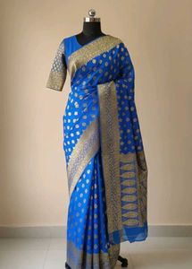 Blue pattu saree