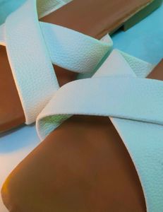 Cream Cross Strap Sandals