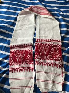 Brand New Gamcha Cotton Assamese Japi Design Without Tag Gamcha For Stylish Soft Fabric Towel 180 Gsm (Red And White, Pack-1)