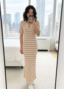 Striped Knit Midi Dress