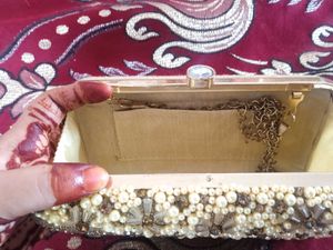 &#34;Hand Embroider Golden Clutch&#34; ( Free lipstick) 😘