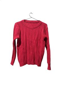Red Cable Knit Pullover Sweater