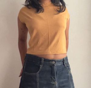 Nuon by Westside Yellow Solid Crop Top
