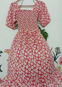 Pink Color Smoked Dress