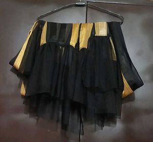 Black &amp; Golden Print Plazo Suit &amp; Dupatta 42 Bust