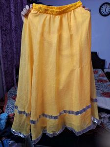 Yellow Skirt with Silver Trim