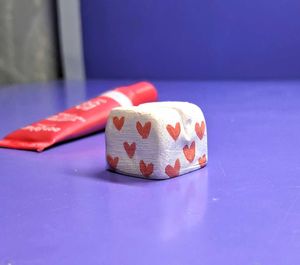 Handmade White Clay Stand with Pink Hearts