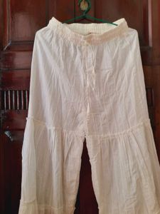 White Mordern Pure Cotton Flared Palazzo
