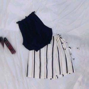 Solid Top With Striped Skirt