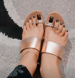 Rose Gold Metallic Slide Sandals