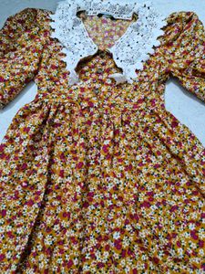 Floral Mini Dress with Lace Collar