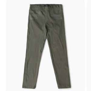 Olive Green Embellished Jeans