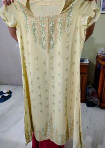 Light Yellow Embroidery Kurta Set