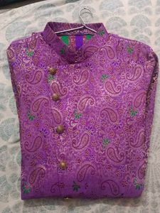 Purple Paisley Indo West Kurta &amp; Balloon Bottom