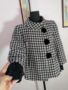 Houndstooth Patterned Coat