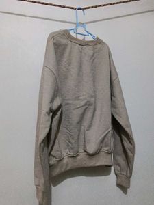 Beige Oversized Cropped Sweatshirt