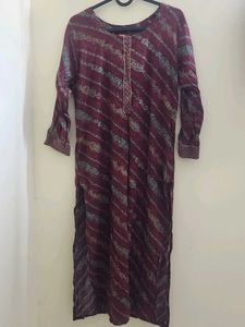 Burgundy Striped Kurta Set