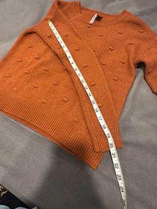 Rust Textured Dot Sweater