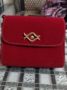 Red Clutch with Unique Clasp