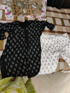 Black And White Kurta Set