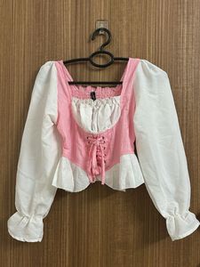 Pink & White Corset Peplum Top