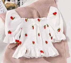 Strawberry Puff Sleeve Top