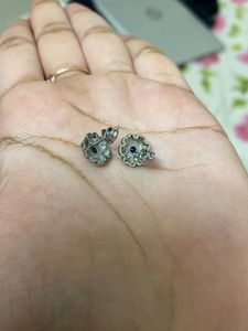 GIVA Silver studs In Blue And White Stone