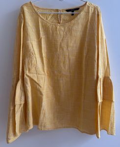 Yellow Ruffle Sleeve Blouse