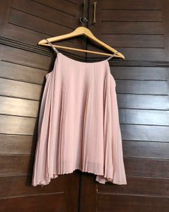 Women Pink Flared Double Layered Sleeveless Top