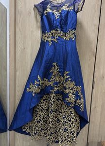 Elegant Blue & Gold Ethnic Gown