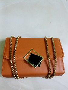Brown Geometric Chain Bag