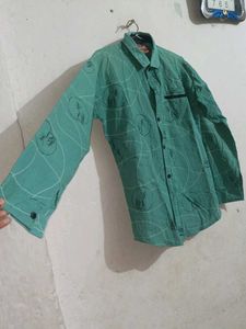 Green Patterned Long Sleeve Shirt