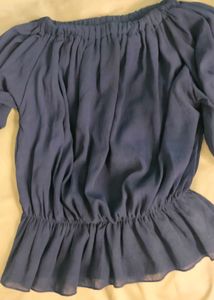 Blue Off-Shoulder Top
