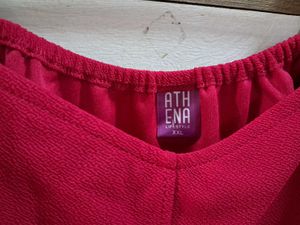 Athena Pink Crop Top With Pouffy Sleeves