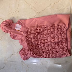 Pink One-Shoulder Top 3D roses