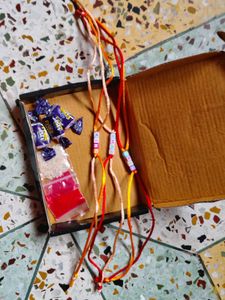 Set Of 3 Rakhi With Roli Chawal And Chocolate